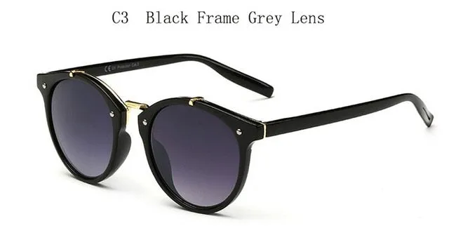 2018 Vintage Round Rivet Sunglasses Women Brand Designer Eyewear UV400 Gradient Female Retro Sun Glasses Elegant Oculos De Sol