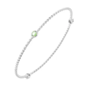 2/5 cttw Green Sapphire Bangle Bracelet Brass With Rhodium Plating Oval Cable