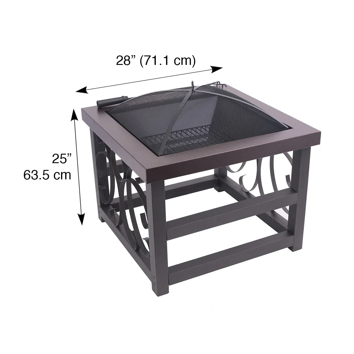 28" Square Raised Scroll Fire Pit