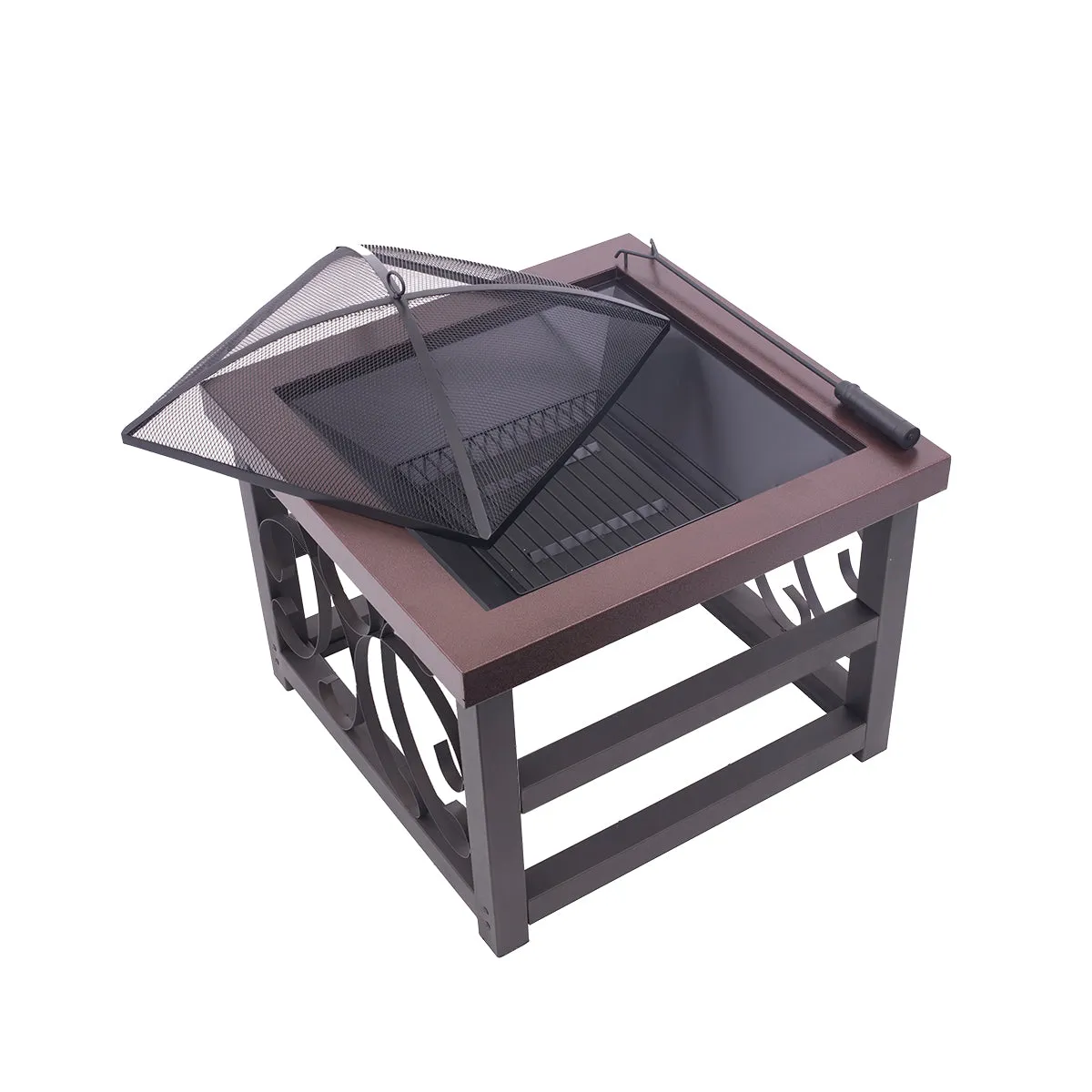 28" Square Raised Scroll Fire Pit