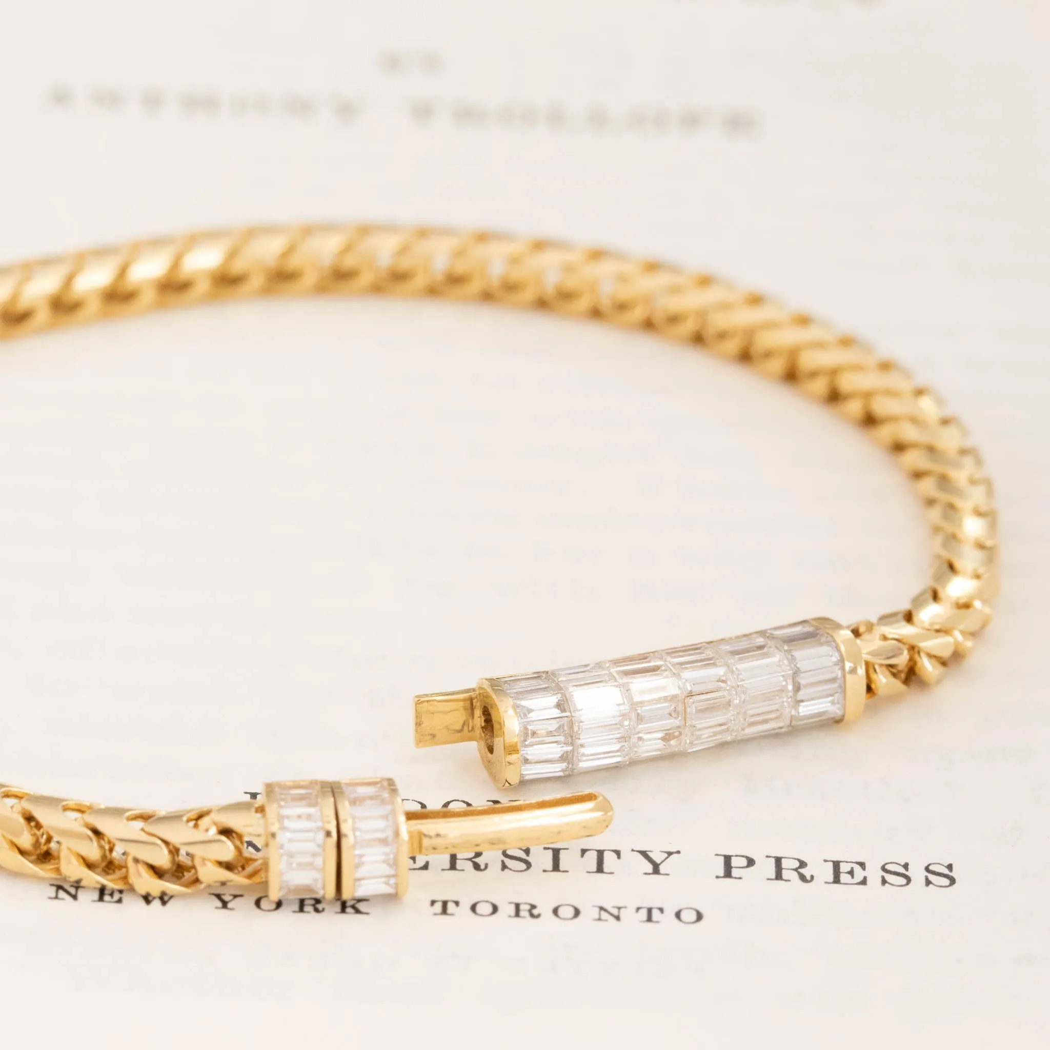 2.90ctw Baguette Cut Diamond Box Link Bracelet