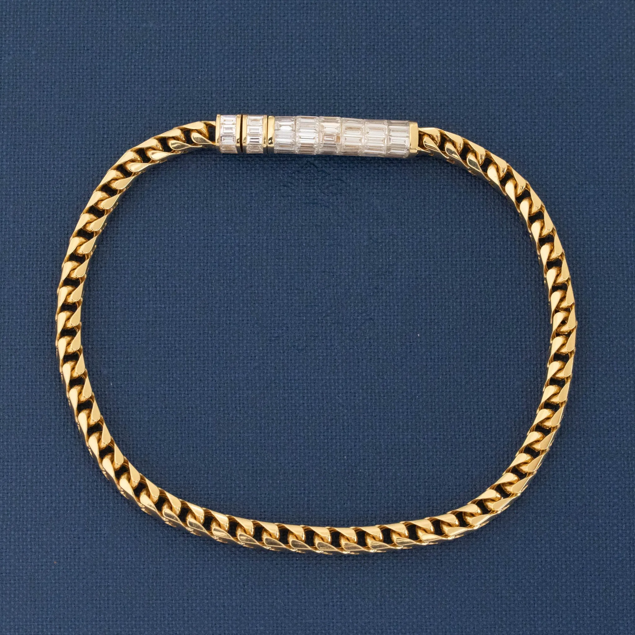 2.90ctw Baguette Cut Diamond Box Link Bracelet