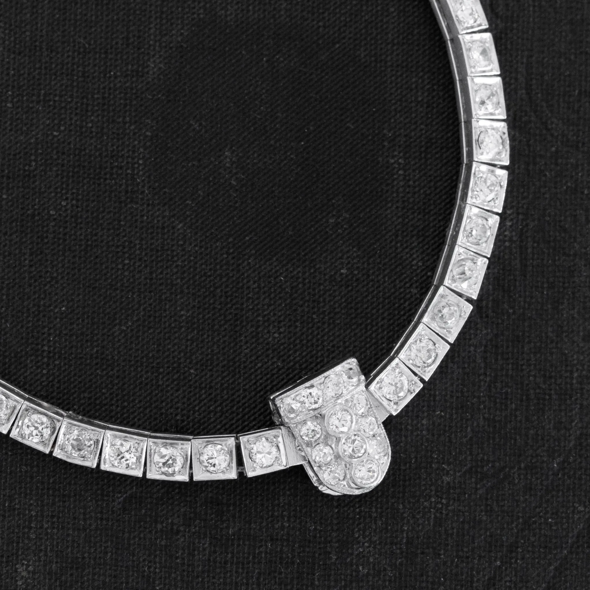 3.38ctw Art Deco Old European Cut Diamond Block Bracelet