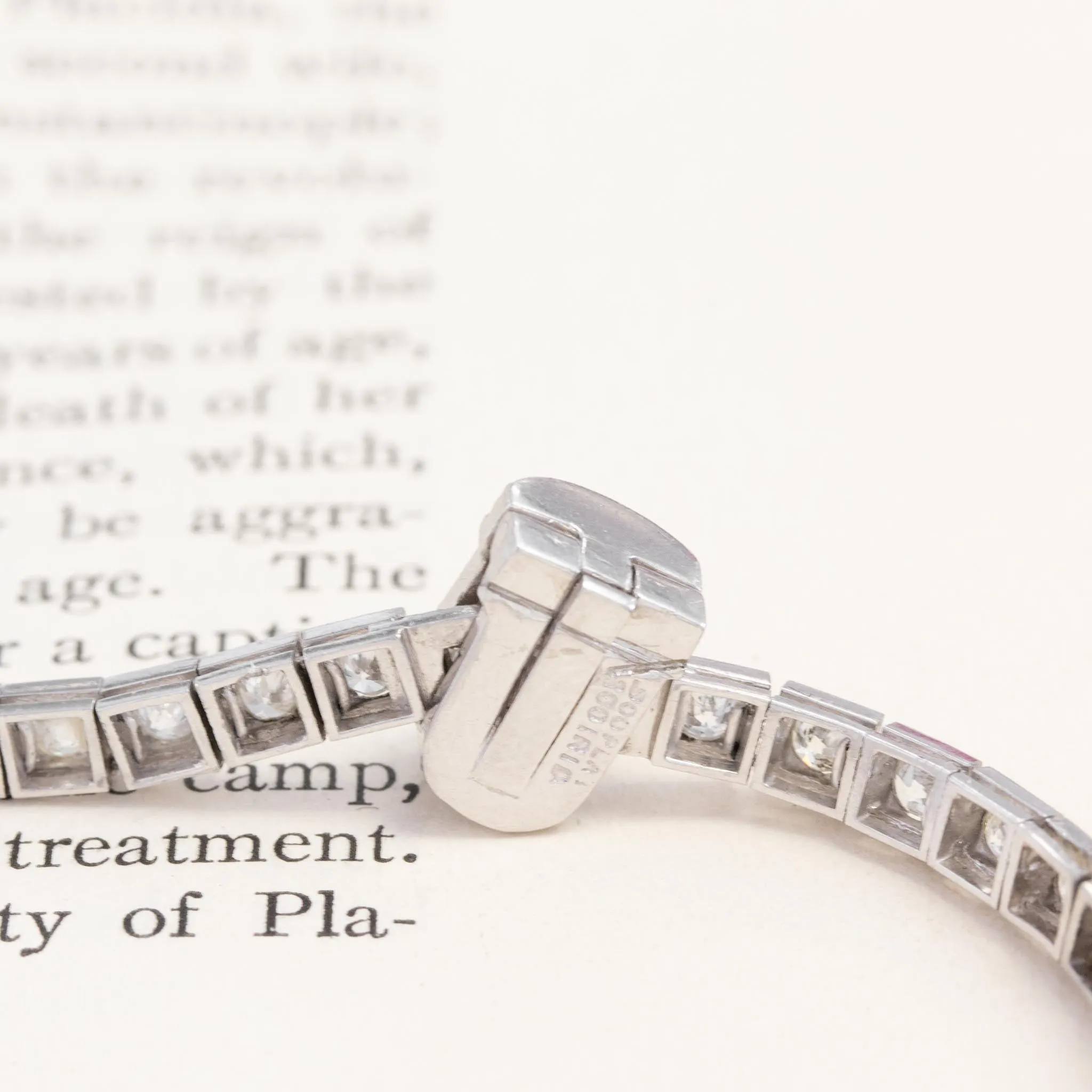3.38ctw Art Deco Old European Cut Diamond Block Bracelet