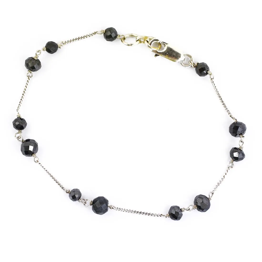 4mm-5 mm AAA Certified Black Diamond Chain Bracelet in 925 Silver, Great Design & Very Elegant