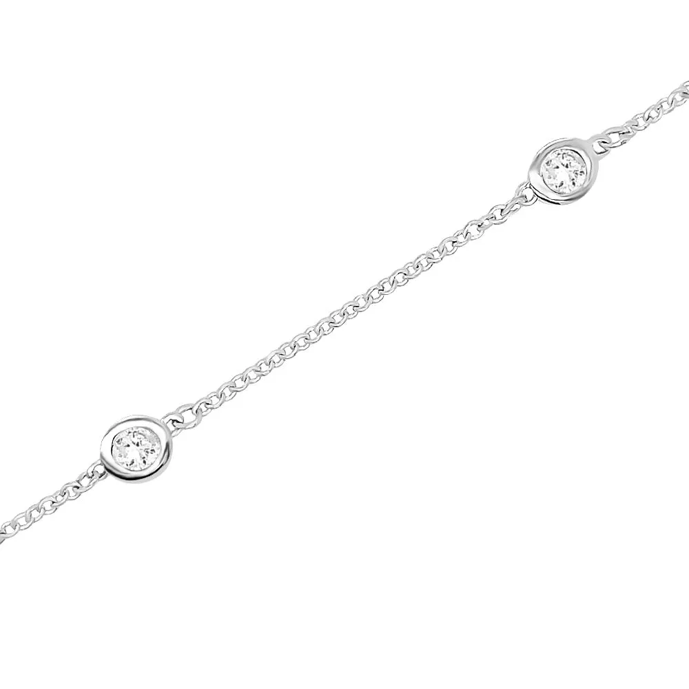 5 Station 0.50Ct Diamond Bracelet, 7" in 14K Gold