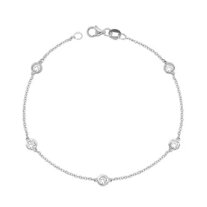 5 Station 0.50Ct Diamond Bracelet, 7" in 14K Gold