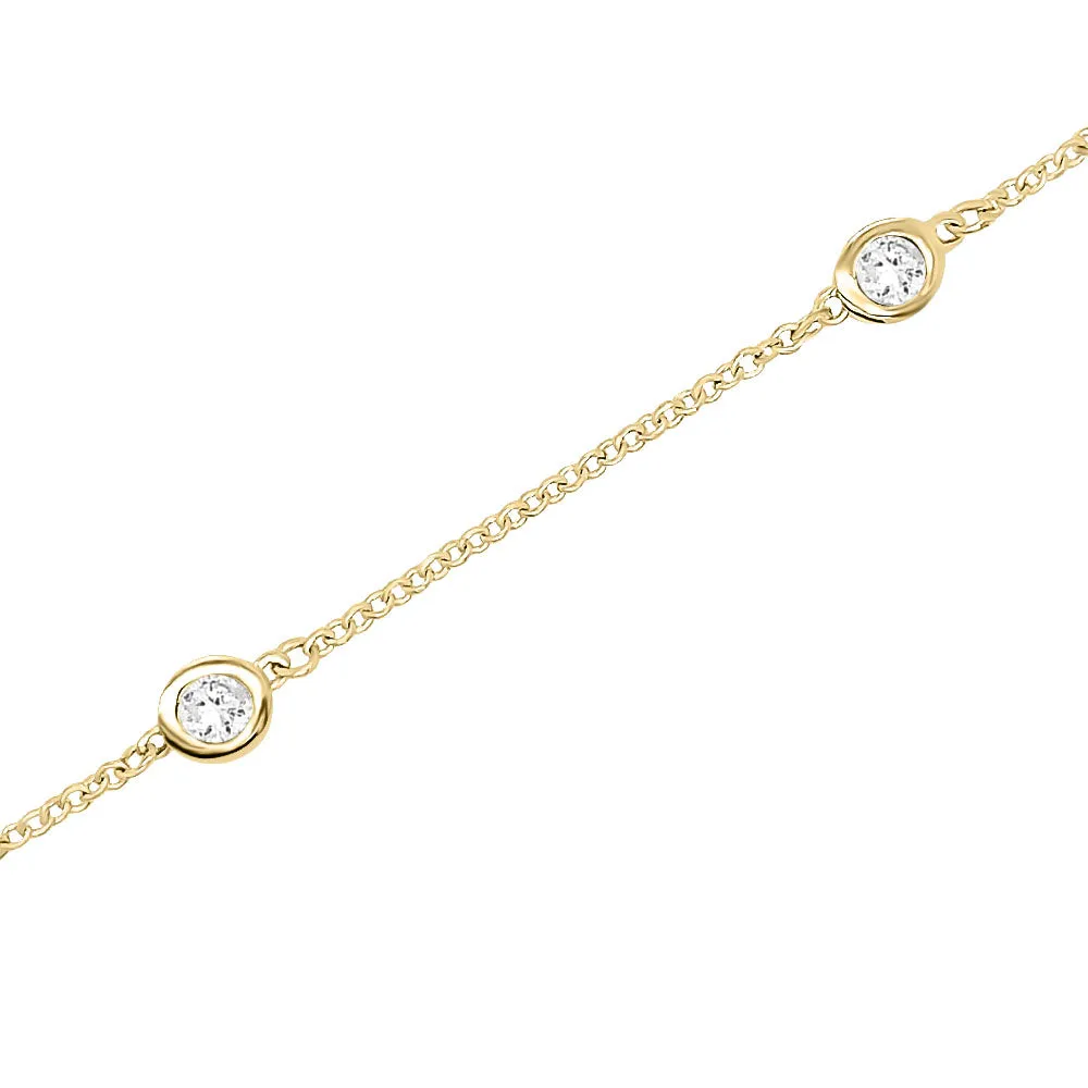 5 Station 0.50Ct Diamond Bracelet, 7" in 14K Gold