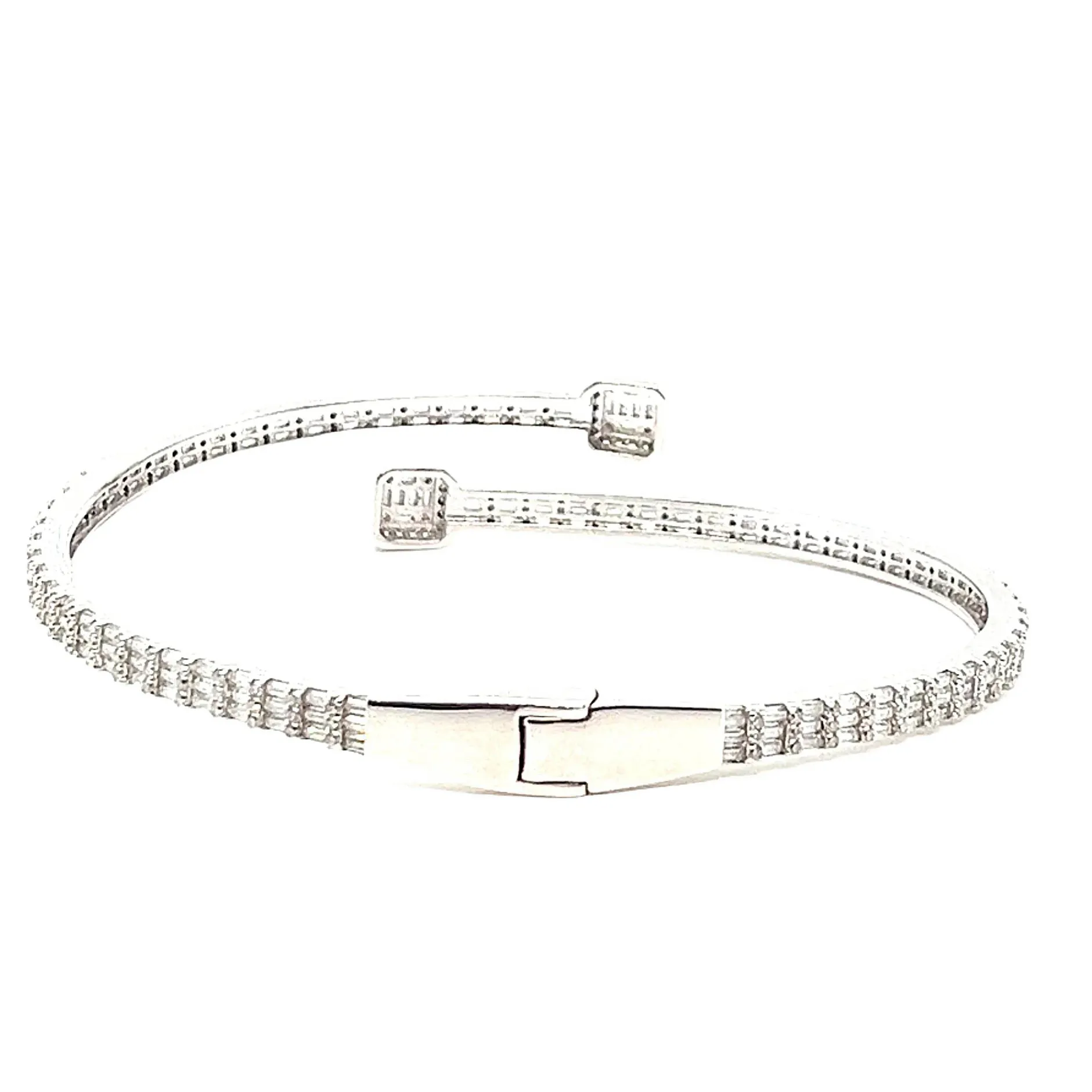 925 Sterling Silver Moissanite Square prominen Bangle Bracelet - M311139