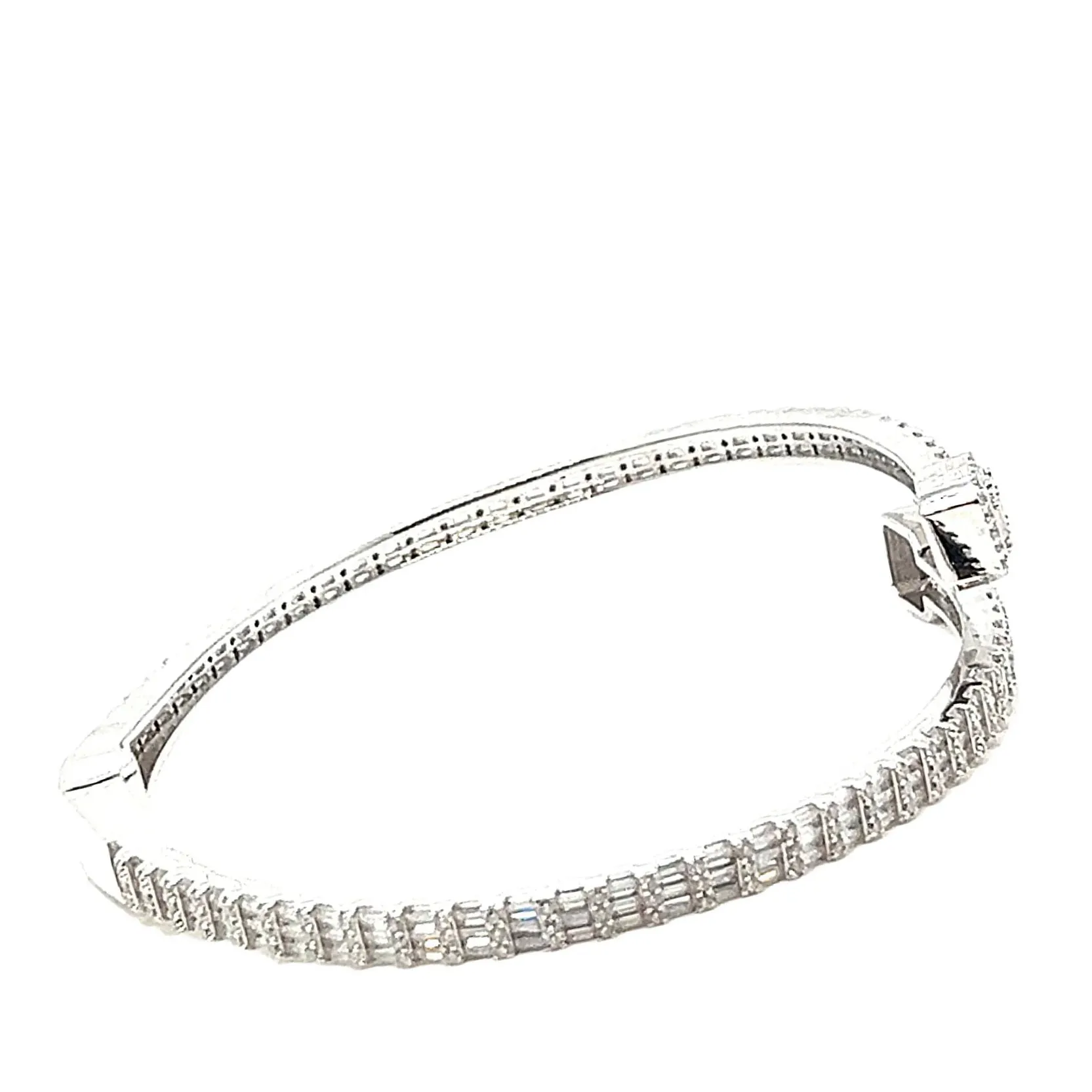 925 Sterling Silver Moissanite Square prominen Bangle Bracelet - M311139
