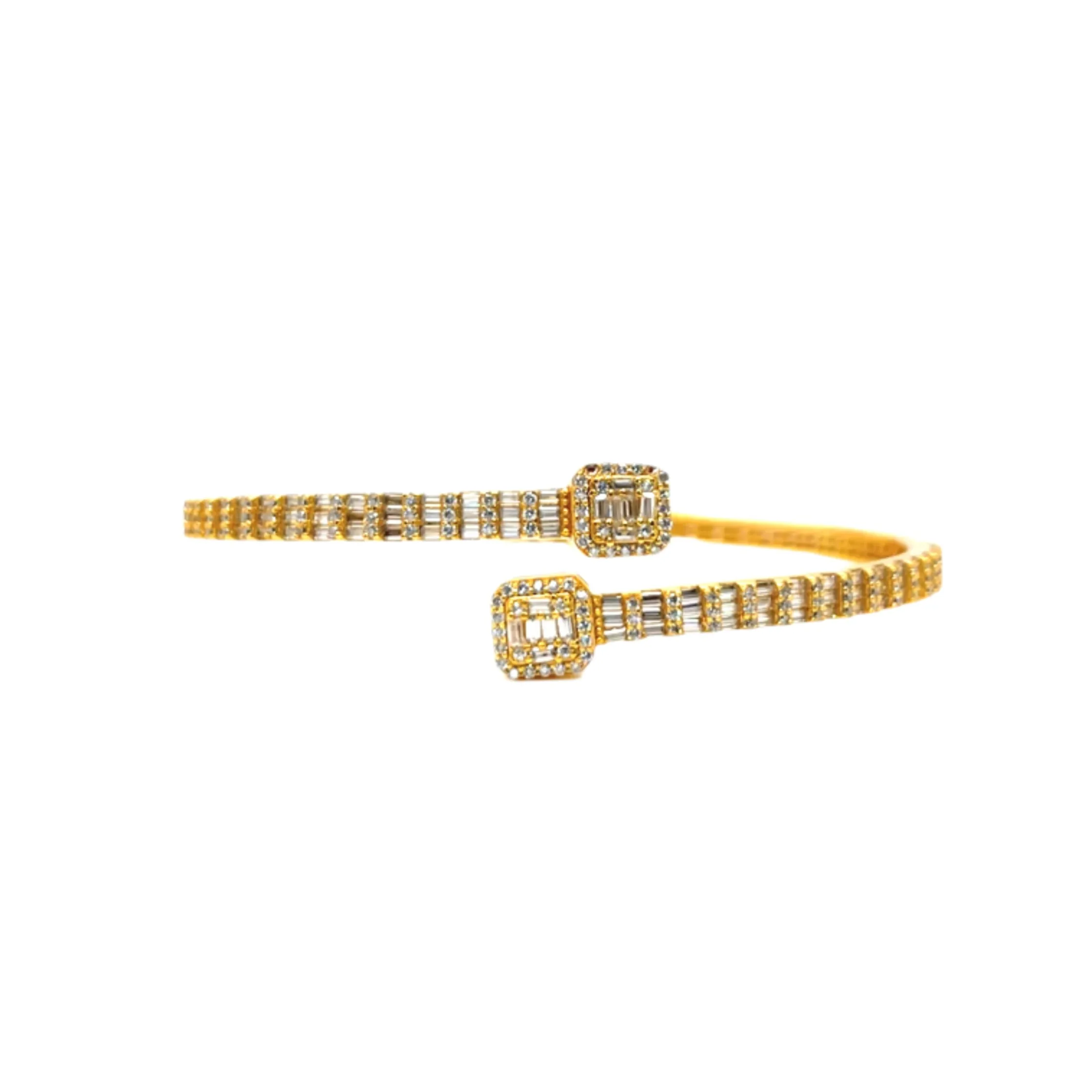925 Sterling Silver Moissanite Square prominen Bangle Bracelet - M311139