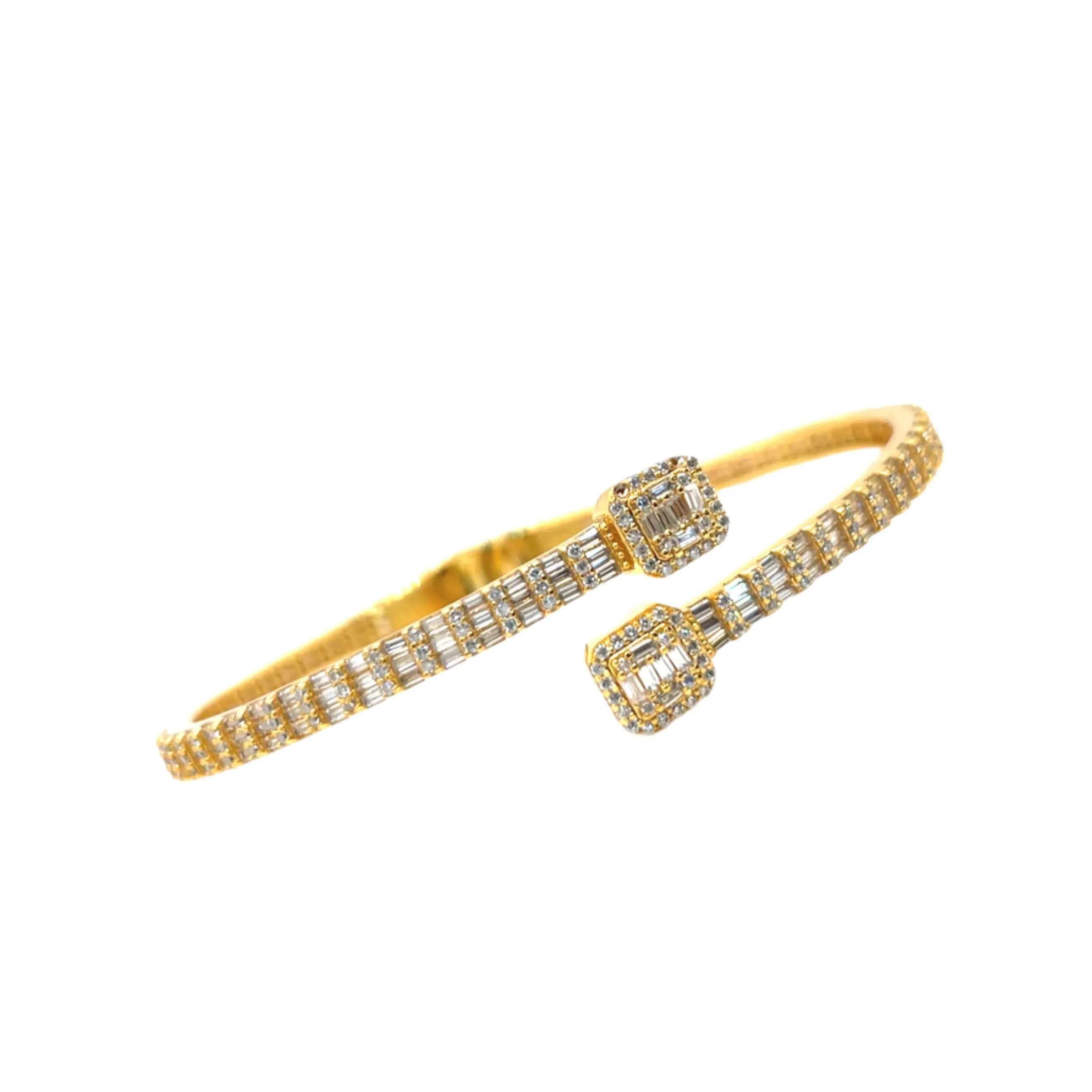 925 Sterling Silver Moissanite Square prominen Bangle Bracelet - M311139