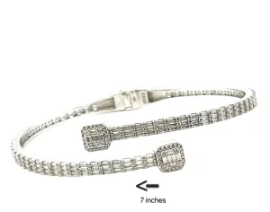 925 Sterling Silver Moissanite Square prominen Bangle Bracelet - M311139