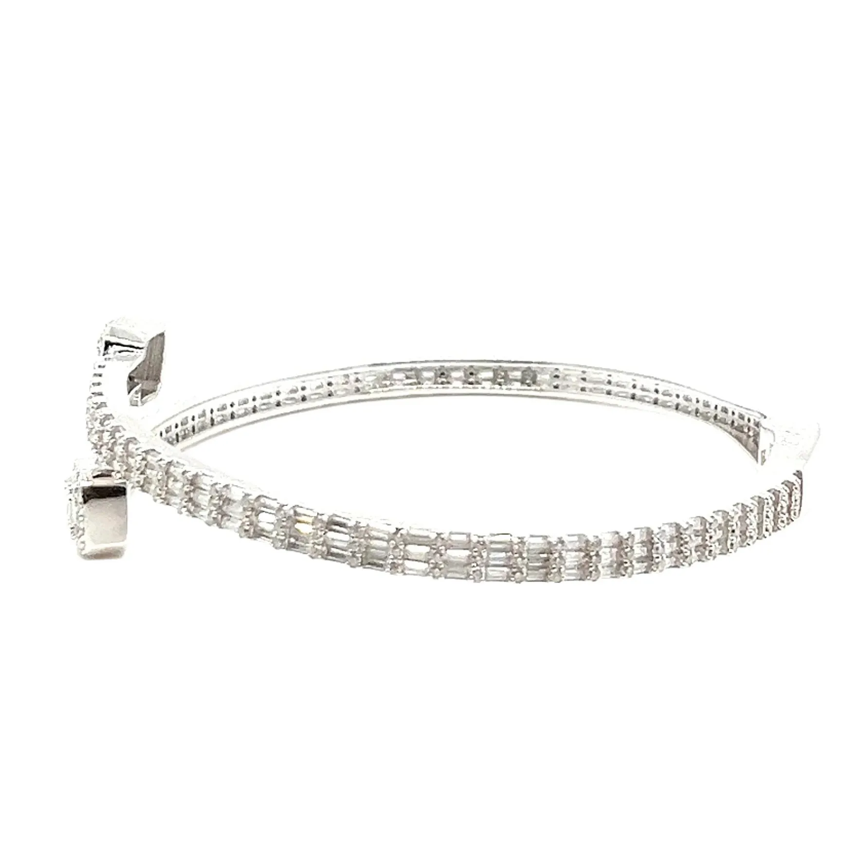 925 Sterling Silver Moissanite Square prominen Bangle Bracelet - M311139