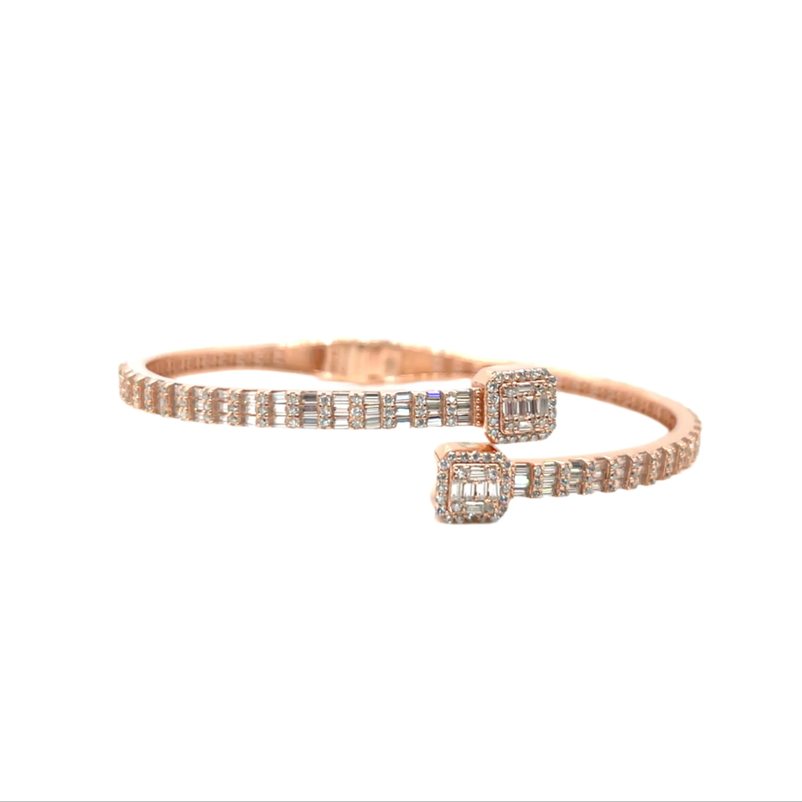 925 Sterling Silver Moissanite Square prominen Bangle Bracelet - M311139