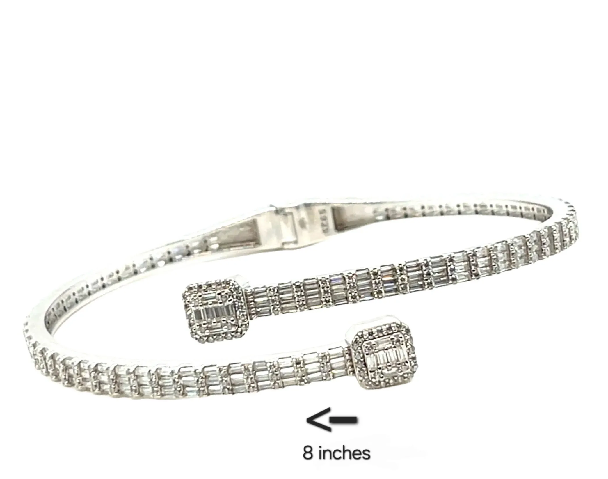 925 Sterling Silver Moissanite Square prominen Bangle Bracelet - M311139