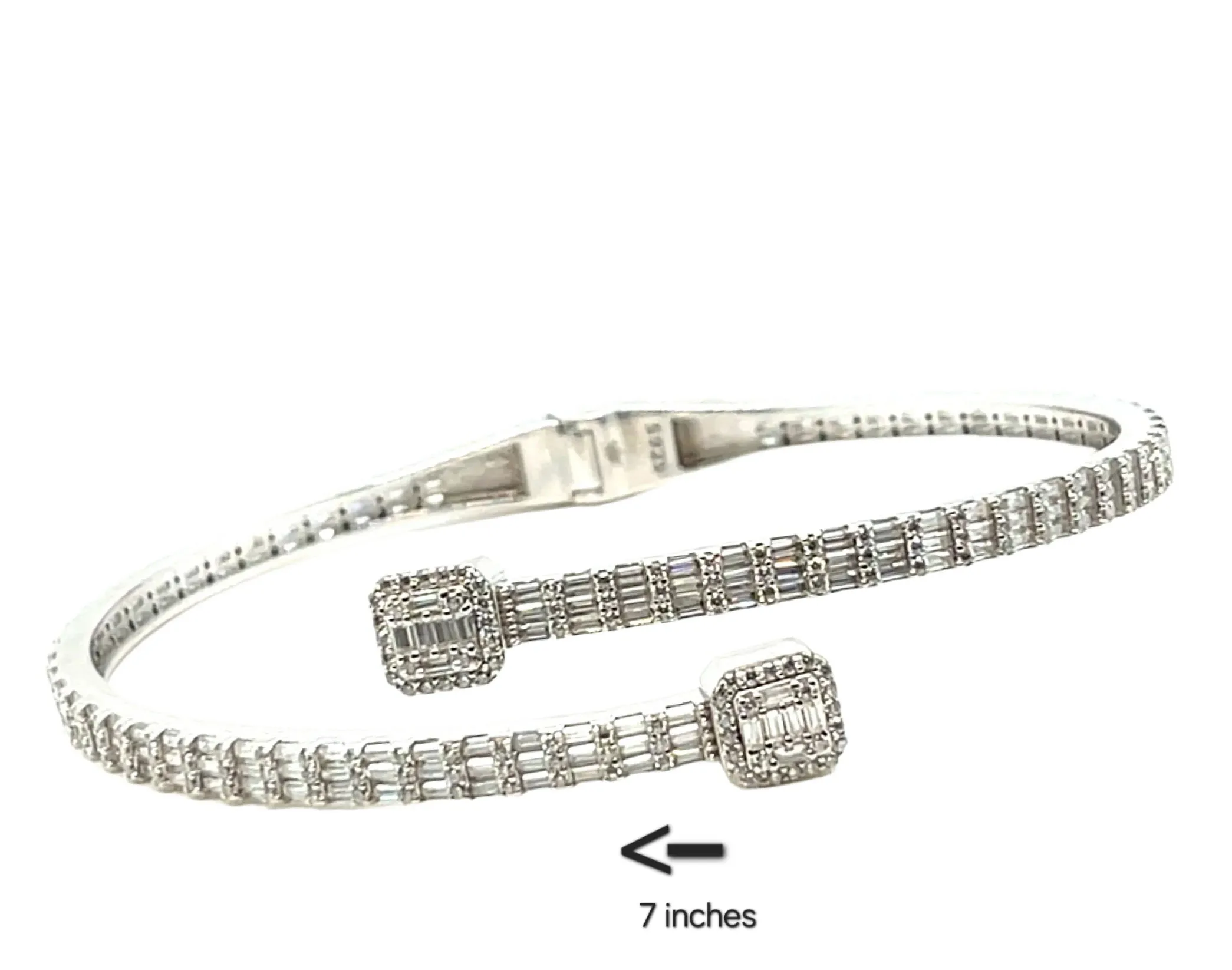 925 Sterling Silver Moissanite Square prominen Bangle Bracelet - M311139