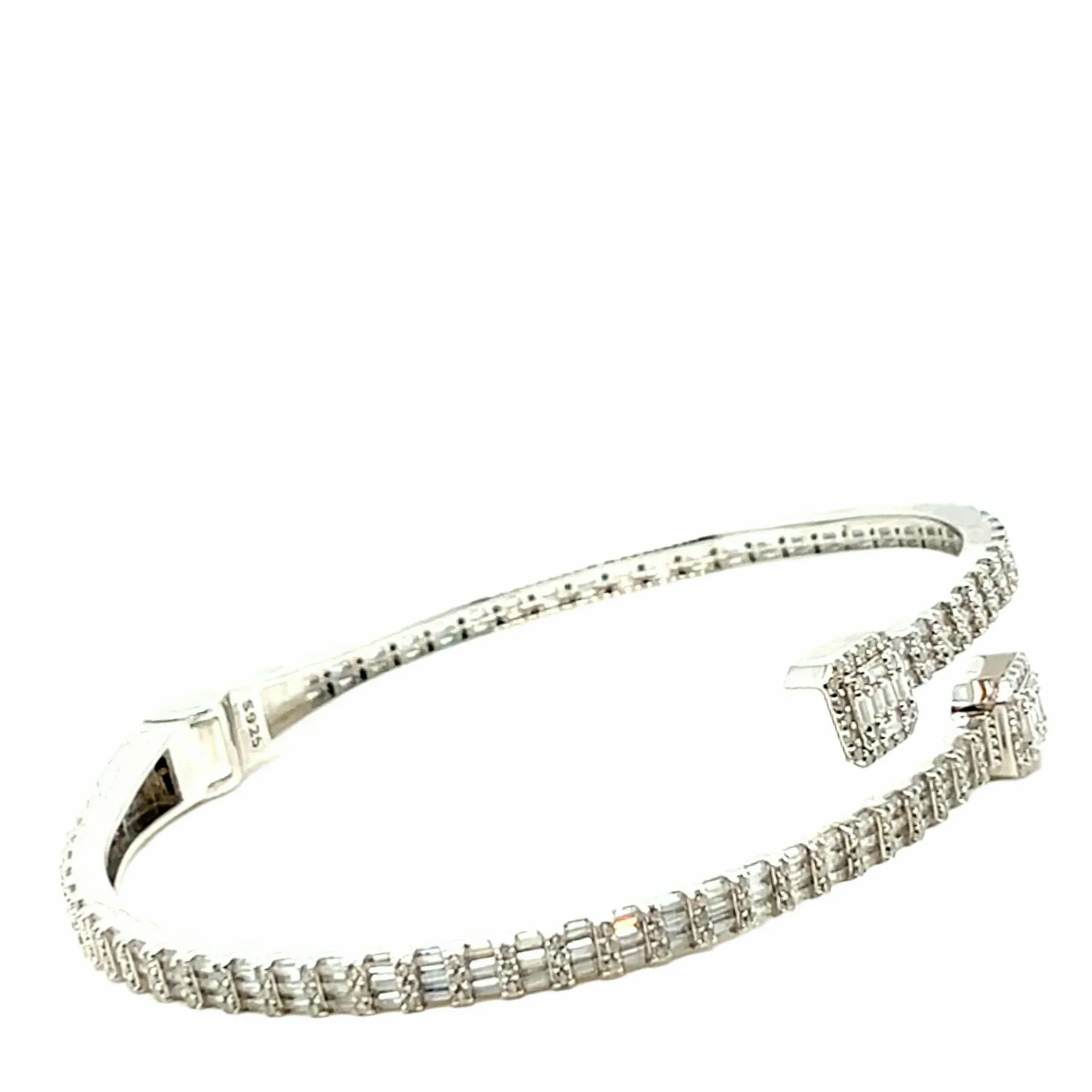 925 Sterling Silver Moissanite Square prominen Bangle Bracelet - M311139