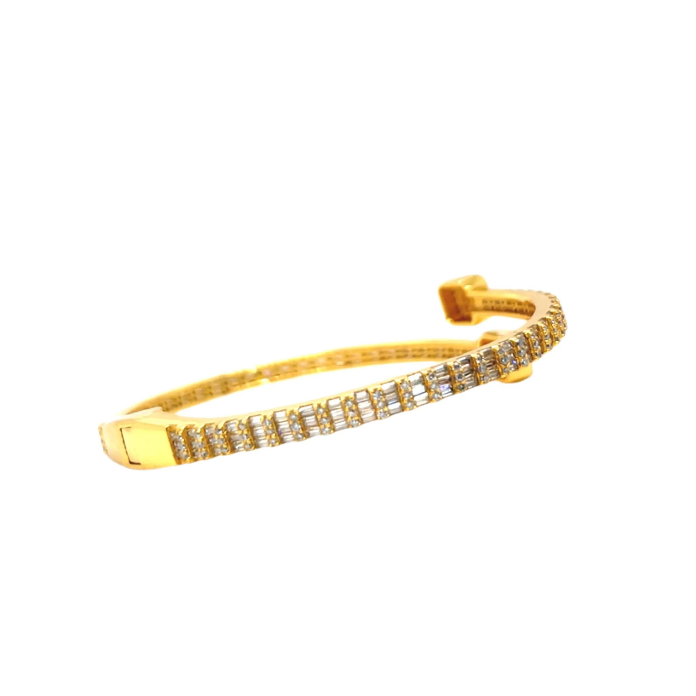 925 Sterling Silver Moissanite Square prominen Bangle Bracelet - M311139