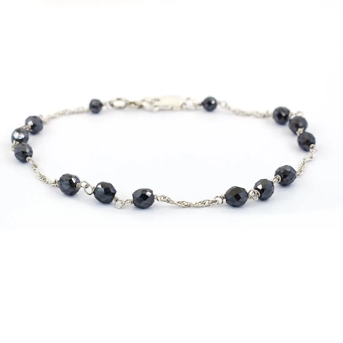 AAA Certified Very Elegant Black Diamond Chain Bracelet, New Design & Great Shine
