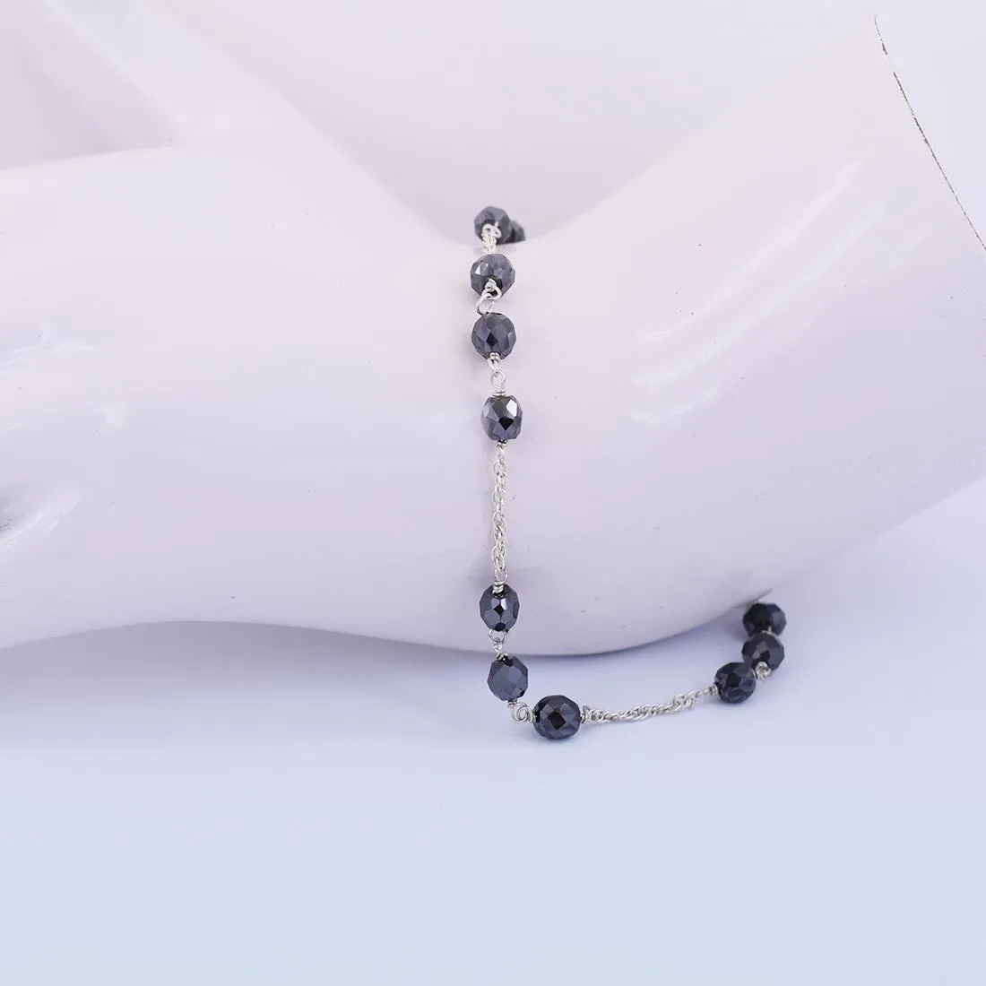 AAA Certified Very Elegant Black Diamond Chain Bracelet, New Design & Great Shine