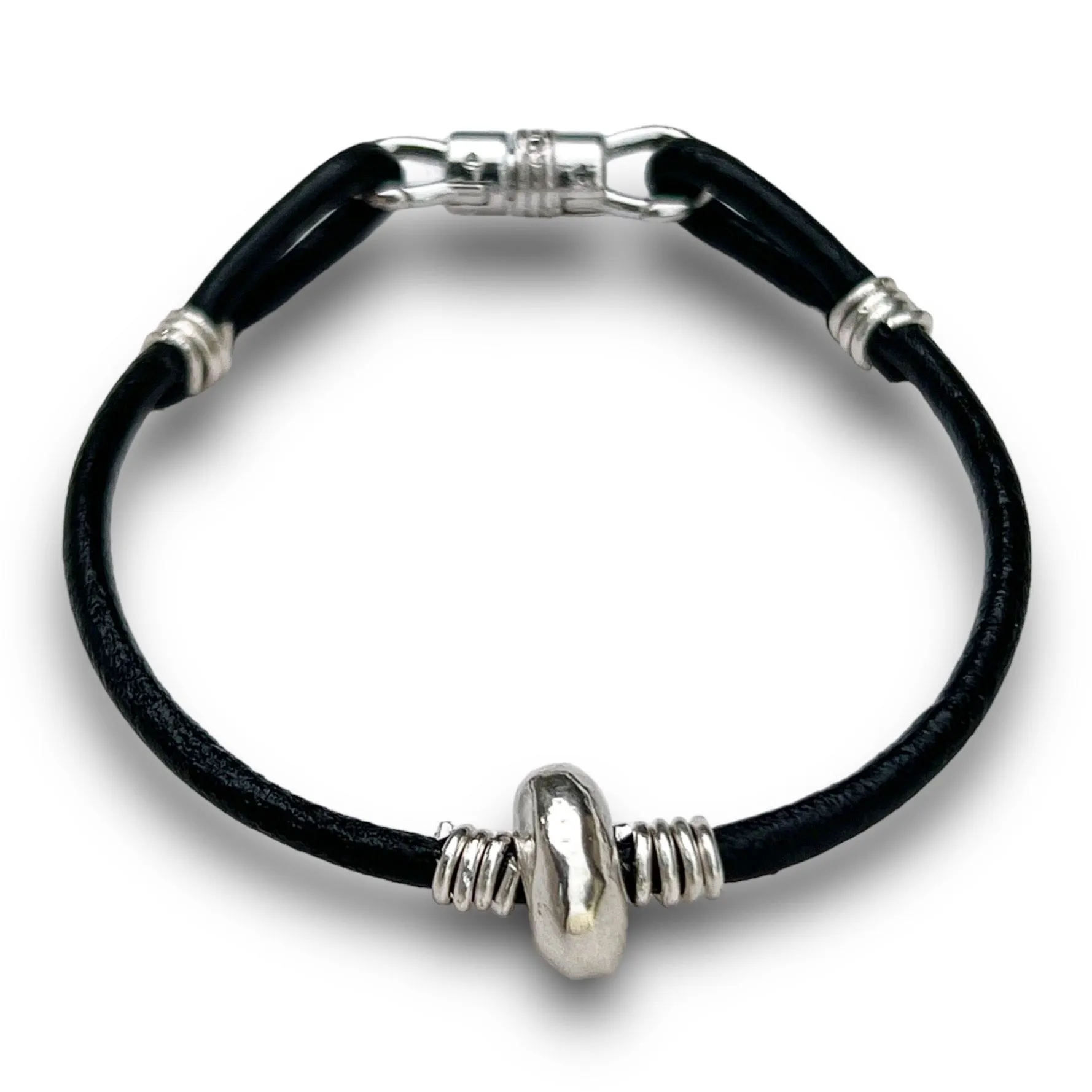 Abacus Bead Cord Bracelet - Silver