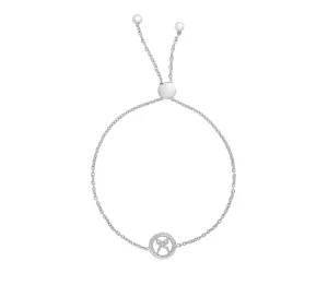 Adjustable Silver & Diamond X Bracelet