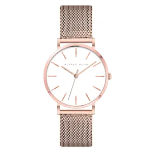 Alfred Sung Muse White Dial Rosegold Bracelet Ladies watch