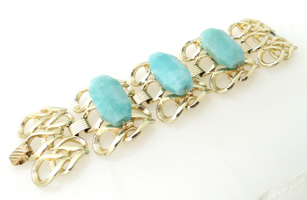 Amazonite stone and gold swirl bracelet