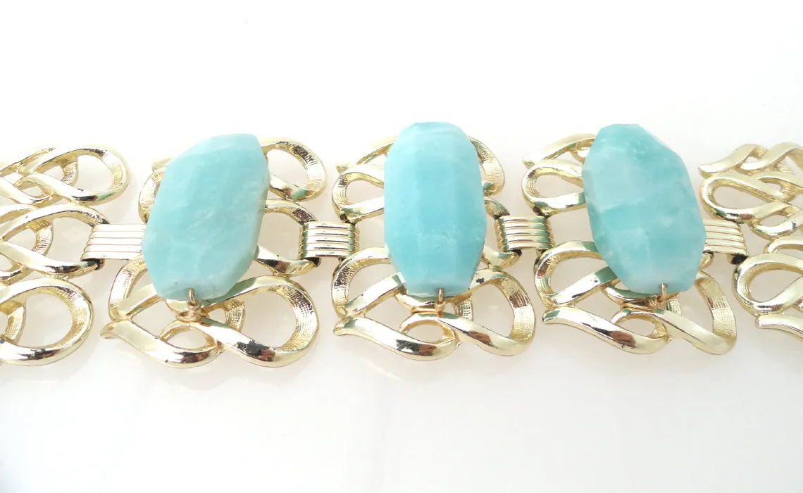 Amazonite stone and gold swirl bracelet