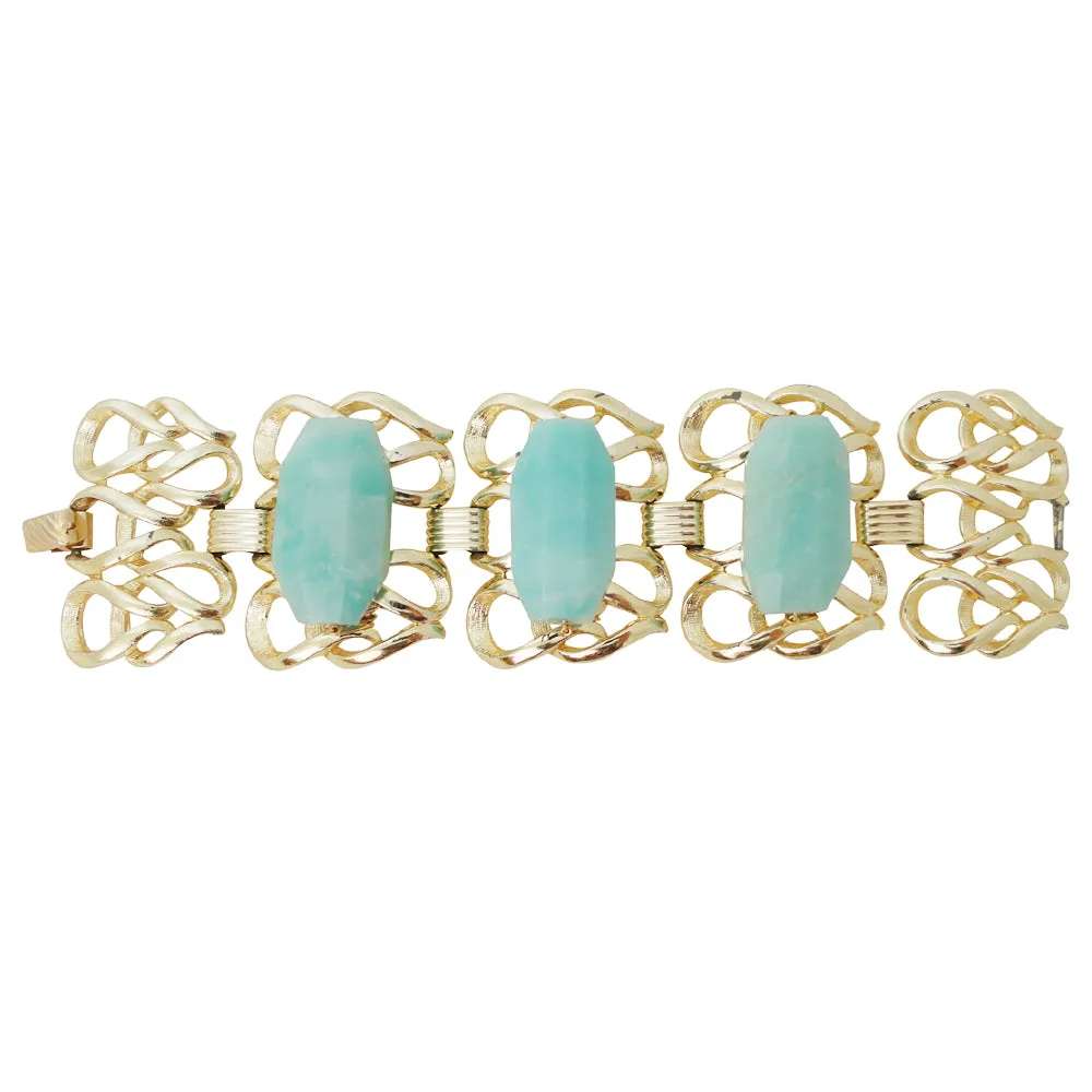 Amazonite stone and gold swirl bracelet