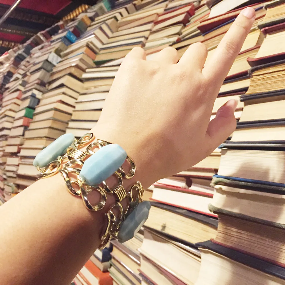 Amazonite stone and gold swirl bracelet