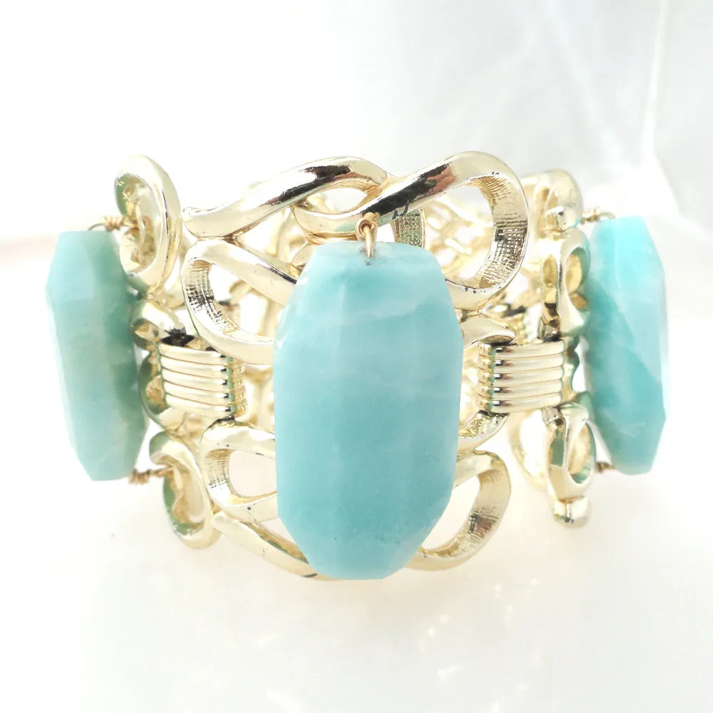 Amazonite stone and gold swirl bracelet