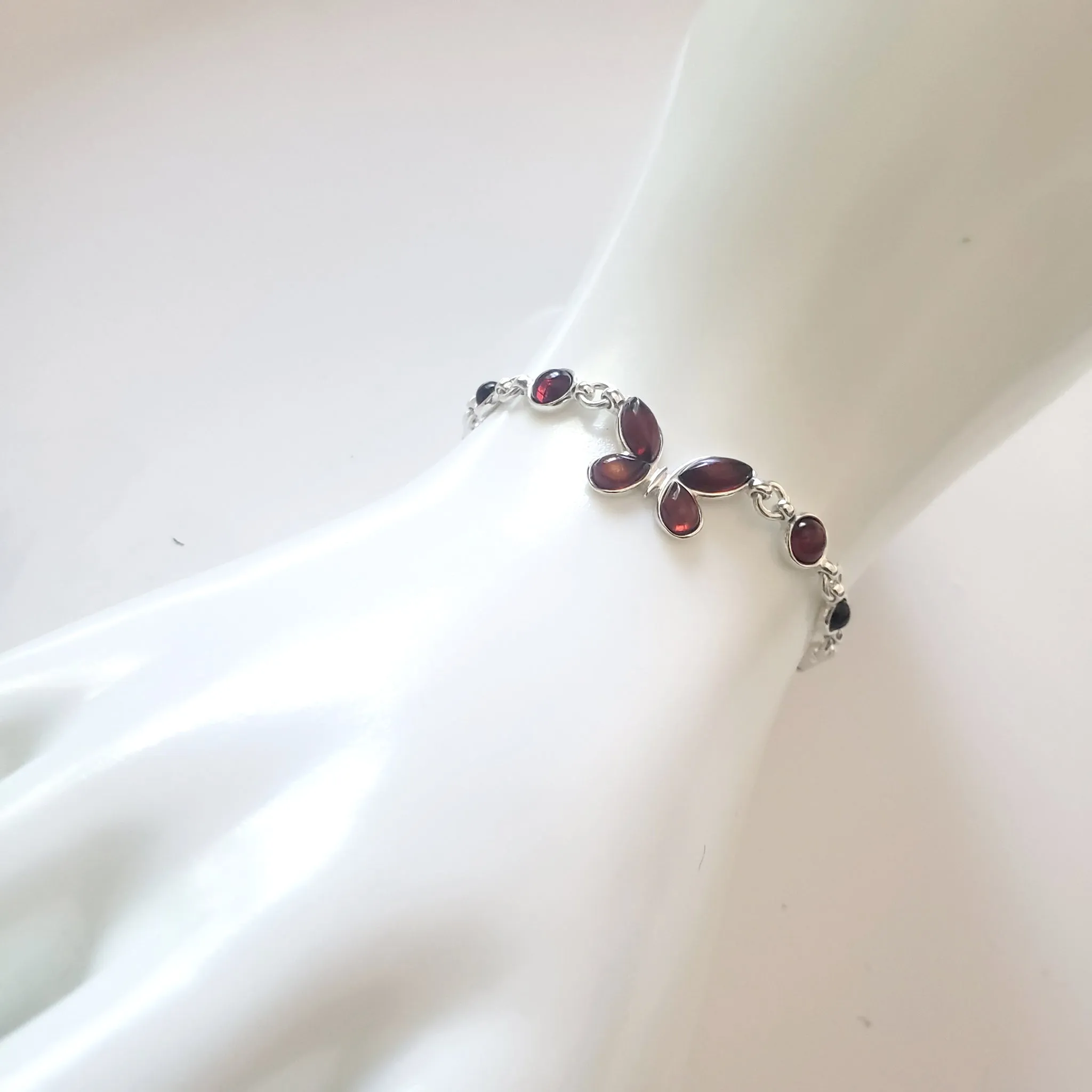 Amber Butterfly Delicate Silver Bracelet