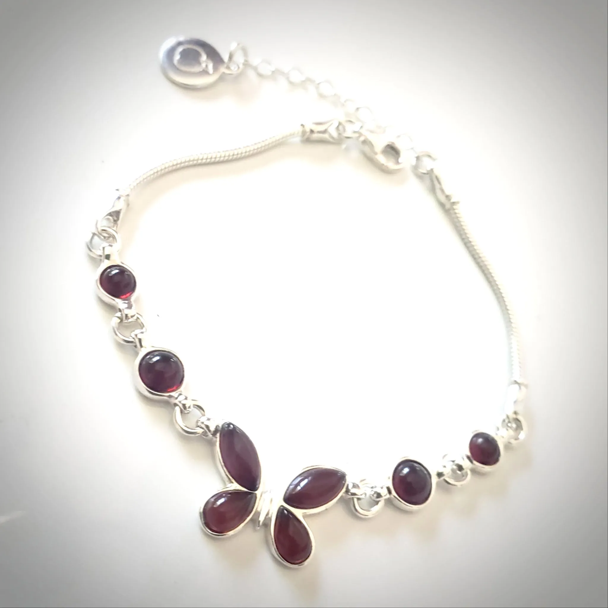 Amber Butterfly Delicate Silver Bracelet