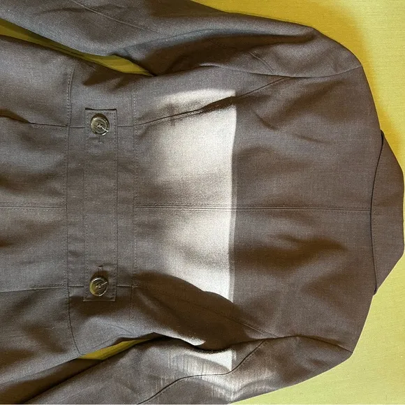 Ann Taylor Brown Skirt Suit with Animal Print Lining