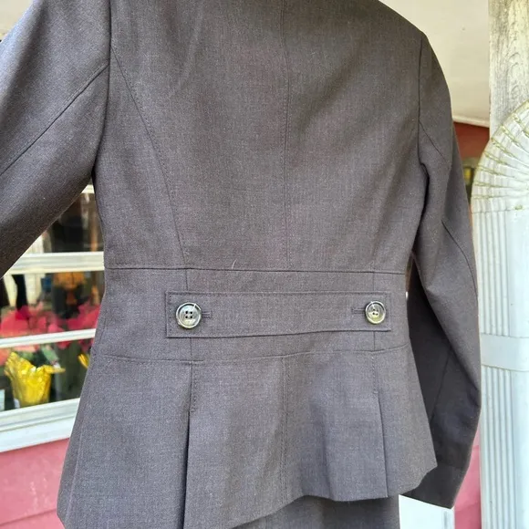Ann Taylor Brown Skirt Suit with Animal Print Lining