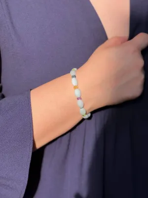 Aquamarine and Mixed Gemstone Bracelet, Gemstone Bracelet, Boho Bracelet, Gift for Her, March Birthstone, Spring Bracelet, Milky Aquamarine