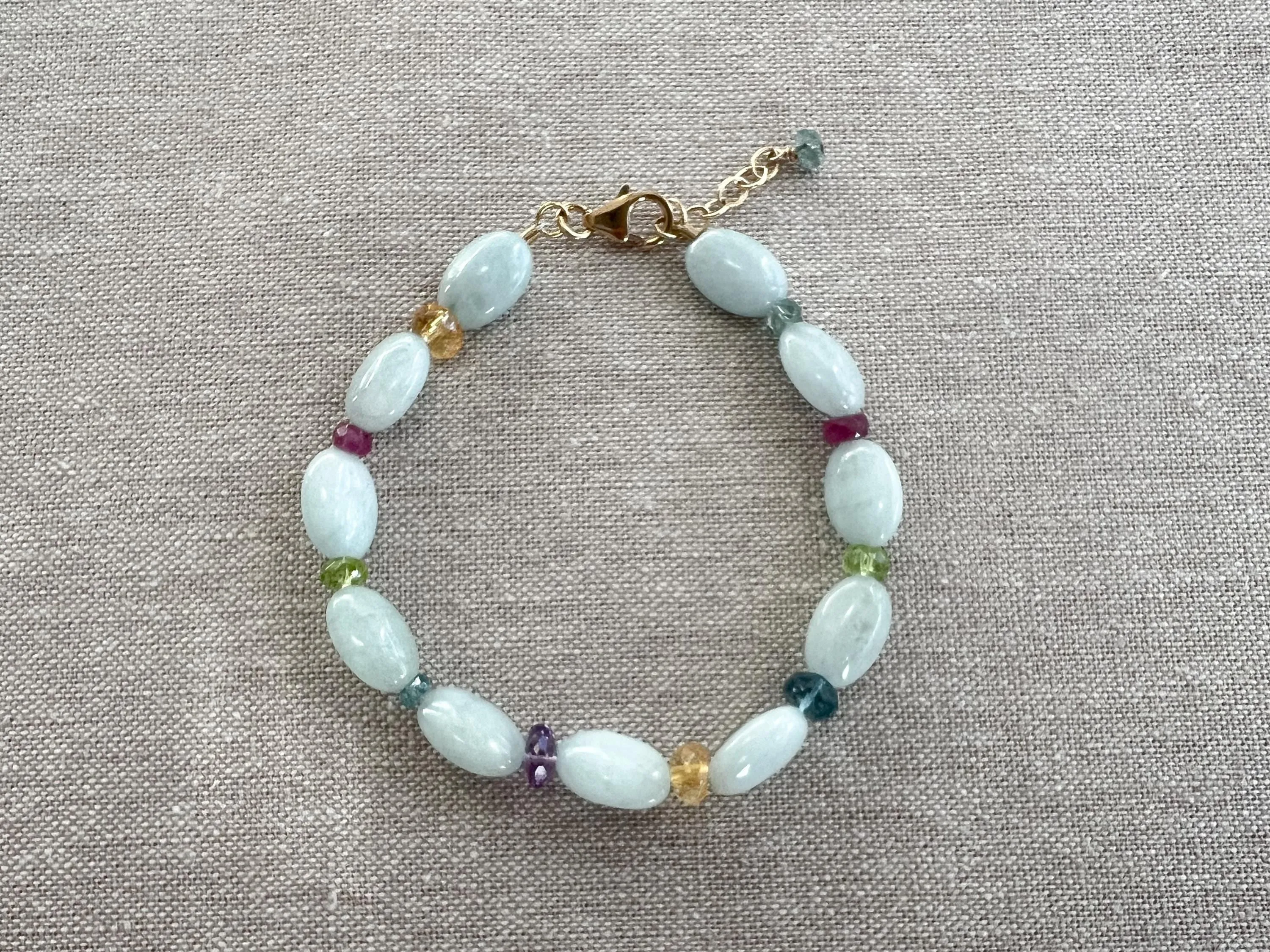 Aquamarine and Mixed Gemstone Bracelet, Gemstone Bracelet, Boho Bracelet, Gift for Her, March Birthstone, Spring Bracelet, Milky Aquamarine