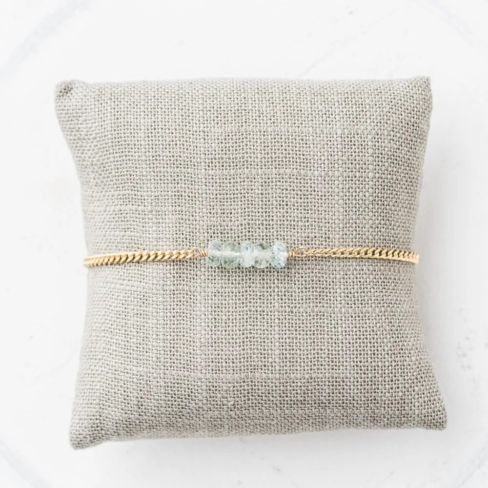 Aquamarine Stack Bracelet on Gold Curb Chain