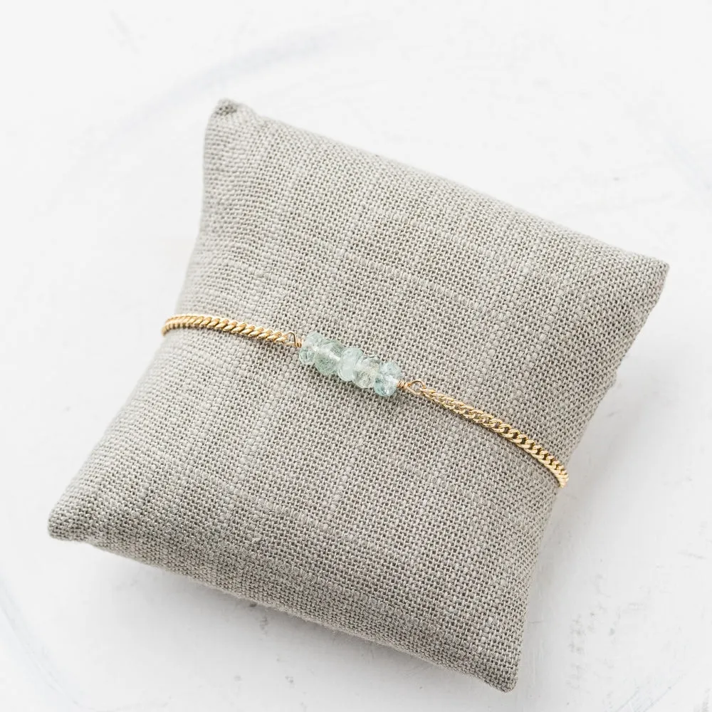 Aquamarine Stack Bracelet on Gold Curb Chain