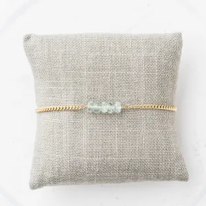Aquamarine Stack Bracelet on Gold Curb Chain