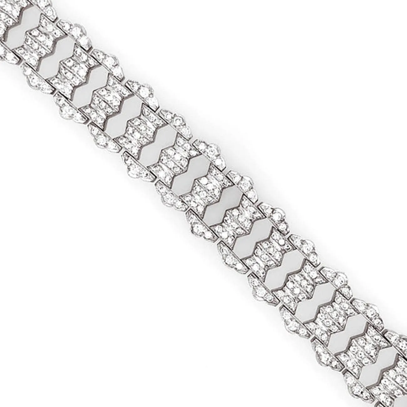 ART DECO ROUND NATURAL DIAMONDS 12.38 CARAT PLATINUM BRACELET