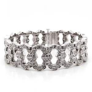ART DECO ROUND NATURAL DIAMONDS 12.38 CARAT PLATINUM BRACELET