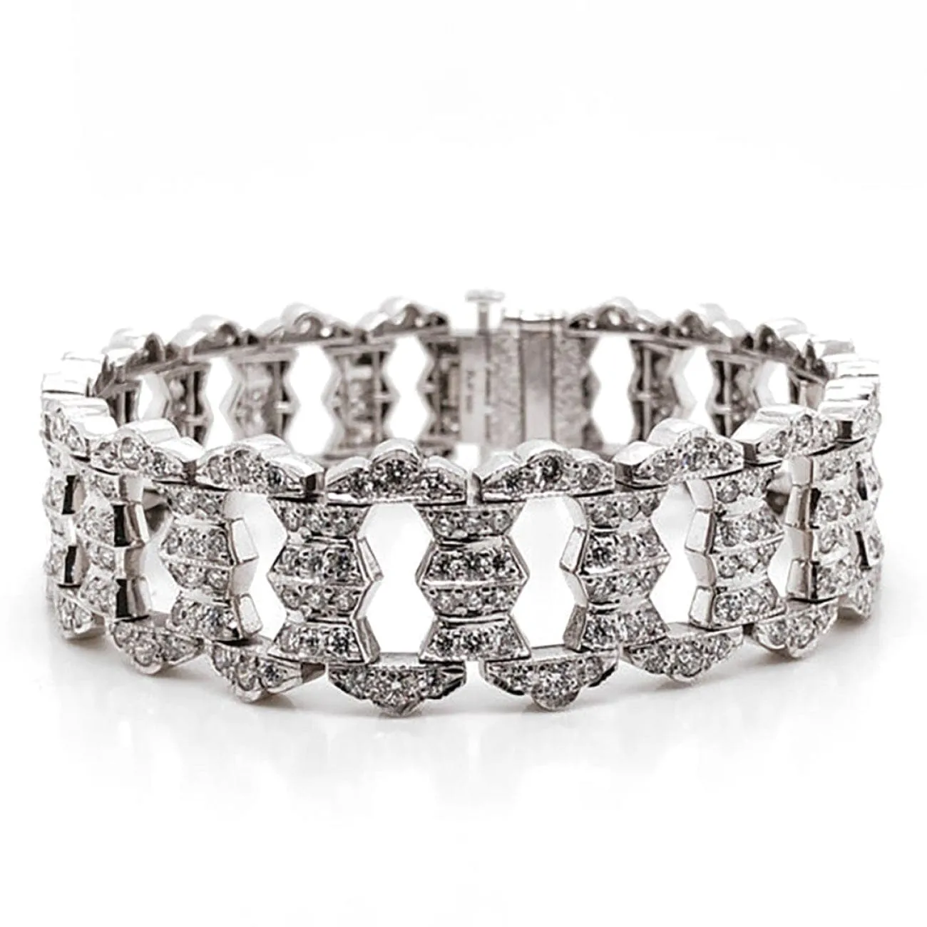 ART DECO ROUND NATURAL DIAMONDS 12.38 CARAT PLATINUM BRACELET