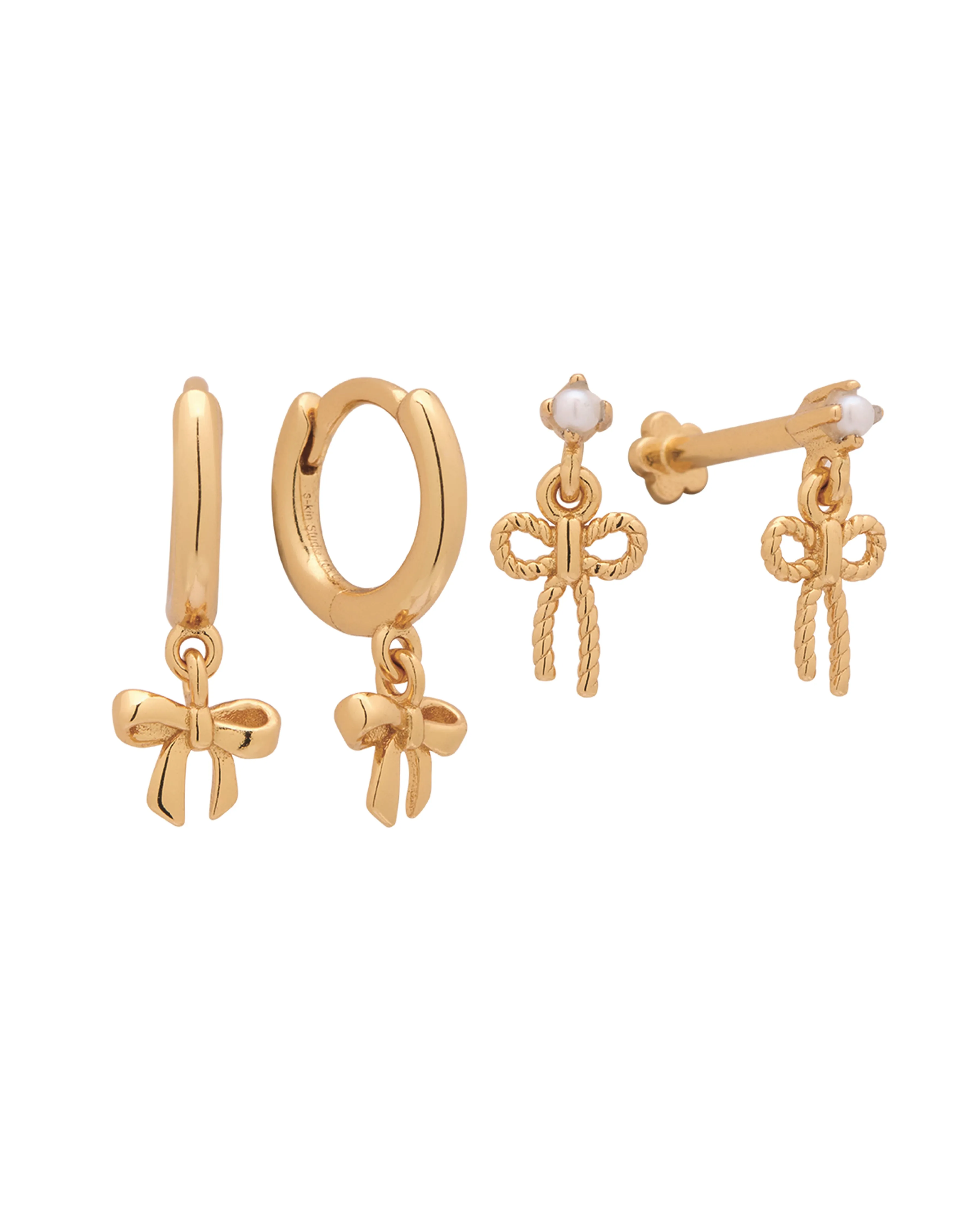Ava Bow Earrings Set