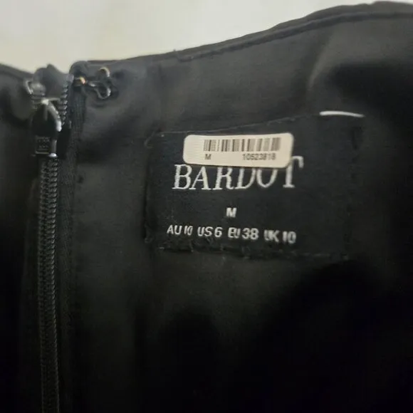 Bardot Jamila Corset Dress Black Size M Strapless Midi Cocktail Dress