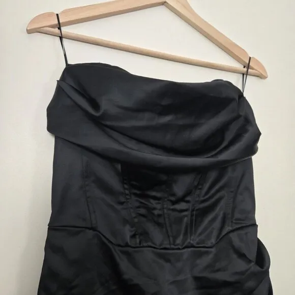 Bardot Jamila Corset Dress Black Size M Strapless Midi Cocktail Dress