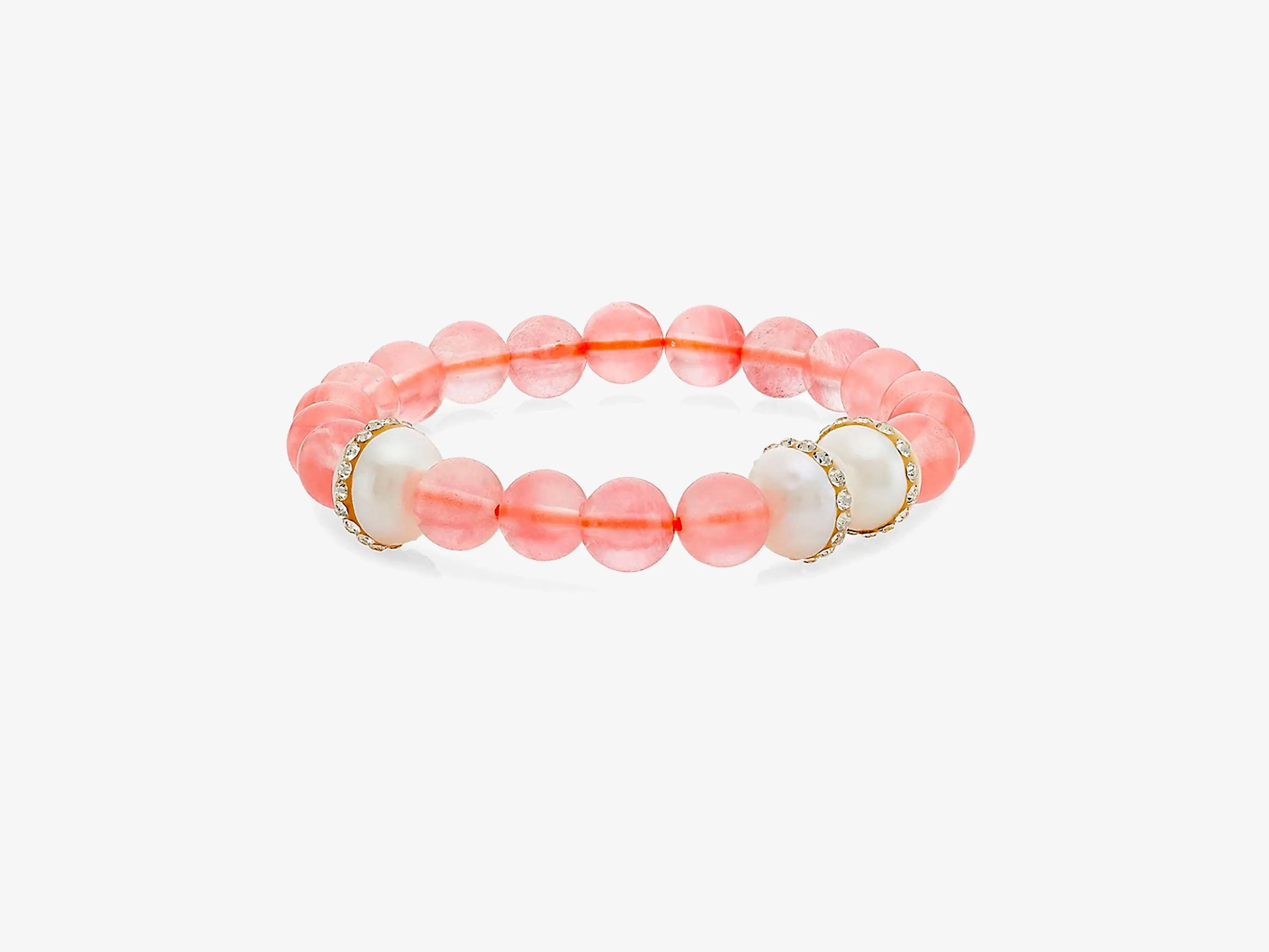 Beaded Bracelet with Fresh Water Pearl and Crystal Stations