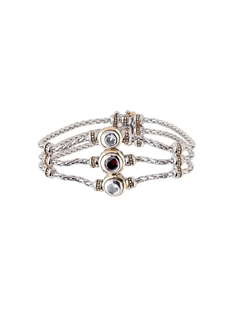 Beijos Collection - 3 Strand, 3 Stone CZ Bracelet